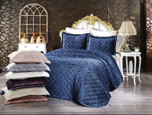 Prabangi veliūrinė/barchatinė lovatiesė "Mia" su dviem (50x70 cm) pagalvių užvalkalais | 10 spalvų